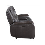 Alexandria Leather Power Reclining Console Loveseat, Chocolate - Image 8