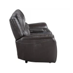 Alexandria Leather Power Reclining Console Loveseat, Chocolate - Image 8