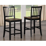 Joplin Solid Wood 24″ Farmhouse Counter Stool, Walnut And Ebony Finish