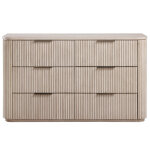Henry 65″ 6-drawer Reeded Dresser, Tan Finish - Image 9
