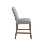 Grayson 24″ Counter Stool, Upholstered With Nailhead, Gray - Image 6
