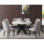 Xena 52-inch Round Dining Table, White Marble Top - Image 3