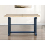 Darcy 64-82″counter Table With 18-inch Leaf, Midnight Blue And Natural Finish - Image 7