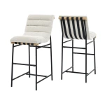 Nicco 30-inch Bar Chair, Eggshell Polyester Fabric - Image 3