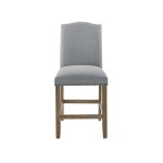 Grayson 24″ Counter Stool, Upholstered With Nailhead, Gray - Image 7