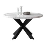 Xena 52-inch Round Dining Table, White Marble Top