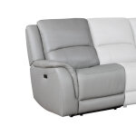 Alexandria Left-arm-facing Leather Recliner With Power Footrest, Stone