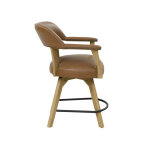 Rylie 24″ Counter Captains Chair, Natural Finish With Camel Vegan Leather - Image 6