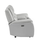 Alexandria Leather Power Reclining Console Loveseat, Stone - Image 8