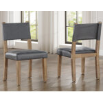Aubrey Side Chair, Gray Vegan Leather With Driftwood Finish