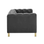 Charlene Gray Velvet Button Tufted Rolled Arm Chesterfield Loveseat - Image 5