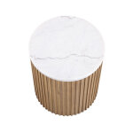 Colvin, 18″ Round White Marble Top End Table, Toffee - Image 4