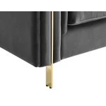 Charlene Gray Velvet Button Tufted Rolled Arm Chesterfield Loveseat - Image 7