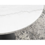 Conrad 5-piece 48″ Round White Marble Dining Set With Black Base - Image 4
