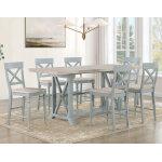 Darcy 5-piece 64-82″counter Set With 18-inch Leaf, Mint Green And Washed Linen Finish - Image 3