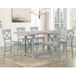 Darcy 5-piece 64-82″counter Set With 18-inch Leaf, Mint Green And Washed Linen Finish - Image 2