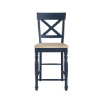 Darcy Solid Wood 24″ Counter Stool, Midnight Blue And Natural Finish - Image 5