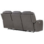 Daniel Triple Power Home Theater Leather Reclining Sofa With Drop-down Control Console, Built-in Speakers & Vibration, Heat, And Massage - Image 14