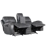 Keily Console Loveseat, Manual Reclining, Glider, Grey - Image 6