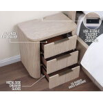 Henry Reeded 3-drawer Nightstand With Usb & Electric Outlets, Tan Finish - Image 6