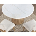 Colvin 5-piece 52″ Round White Marble Dining Set, Toffee Finish - Image 6