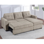 Noah Flippable, Convertible Storage Sleeper Chofa, Tan - Image 12