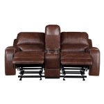 Keily Console Loveseat, Manual Reclining, Glider, Brown - Image 5