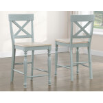Darcy Solid Wood 24″ Counter Stool, Mint Green And Parchment Finish - Image 5