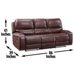 Keily Sofa, Manual Reclining, Drop-down Console, Brown - Image 17