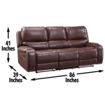 Keily Sofa, Manual Reclining, Drop-down Console, Brown - Image 16