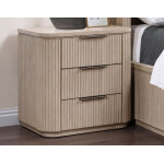 Henry Reeded 3-drawer Nightstand With Usb & Electric Outlets, Tan Finish - Image 3