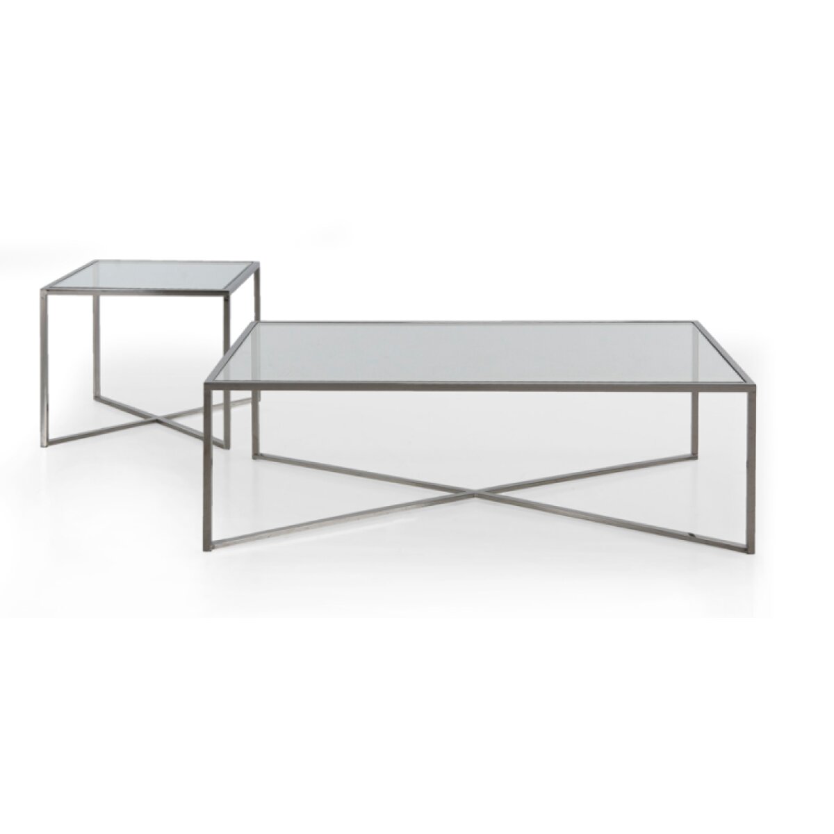 c226522a5520b2ed0001a63822ed154f Cross Over Glass Top Side Table Box1 of 2 - Image 1