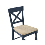 Darcy Solid Wood 24″ Counter Stool, Midnight Blue And Natural Finish