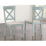 Darcy Solid Wood Side Chair, Mint Green And Parchment Finish