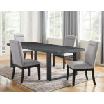 Yves 5 Piece Dining Set (table & 4 Grey Performance Side Chairs)