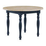 Darcy 42″ Round Dining Table, Midnight Blue And Natural Finish - Image 5