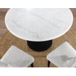 Colvin 5-piece 52″ Round White Marble Dining Set, Black Finish - Image 3