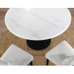 Colvin 5-piece 52″ Round White Marble Dining Set, Black Finish - Image 3