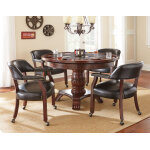 Tournament Game Table And Chairs, 6-piece, Black(table & 4 Side Chairs)
