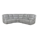 Alexandria Leather 6-piece Power Reclining Set, Stone - Image 4