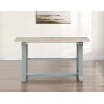 Darcy 64-82″counter Table With 18-inch Leaf, Mint Green And Natural Finish - Image 9