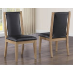 Orinda Rustic Solid Wood Side Chair, Brown Vegan Leather