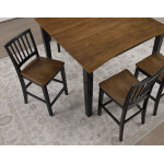 Joplin Solid Wood 24″ Farmhouse Counter Stool, Walnut And Ebony Finish - Image 12