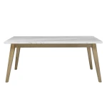 Vida 5-piece White Marble Dining Set - Image 10