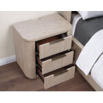 Henry Reeded 3-drawer Nightstand With Usb & Electric Outlets, Tan Finish - Image 10