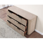 Henry 65″ 6-drawer Reeded Dresser, Tan Finish - Image 4