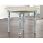 Darcy 42″ Round Dining Table, Mint Green And Parchment Finish