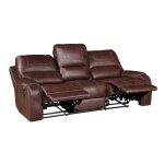 Keily Sofa, Manual Reclining, Drop-down Console, Brown - Image 11