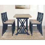 Darcy 64-82″counter Table With 18-inch Leaf, Midnight Blue And Natural Finish - Image 14