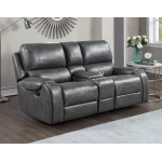 Keily Console Loveseat, Manual Reclining, Glider, Grey - Image 2